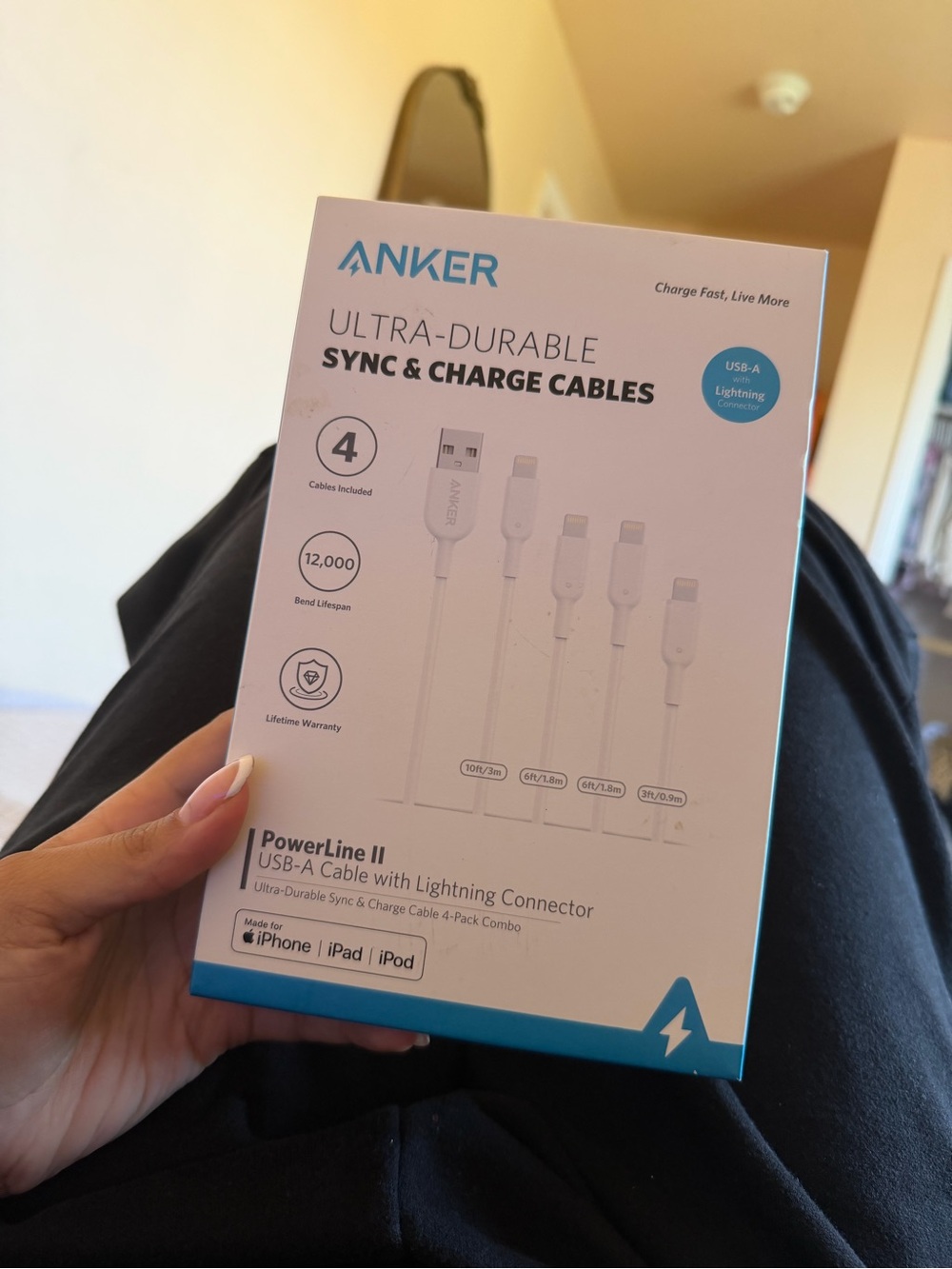 Anker PowerLine II Ultra-Durable USB-A to Lightning Cable (White) - 4-Pack